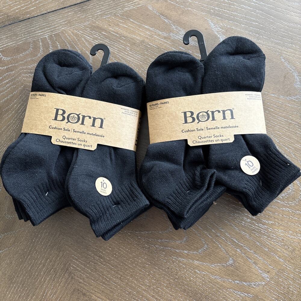 NWT Born Women's Quarter Socks Pack of 10 Shoe Size 4-10 Lot of 2 Gorpcore